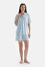 Açık Mavi Dantel Detaylı Kısa Kollu Gömlek Şort Pijama Takımı