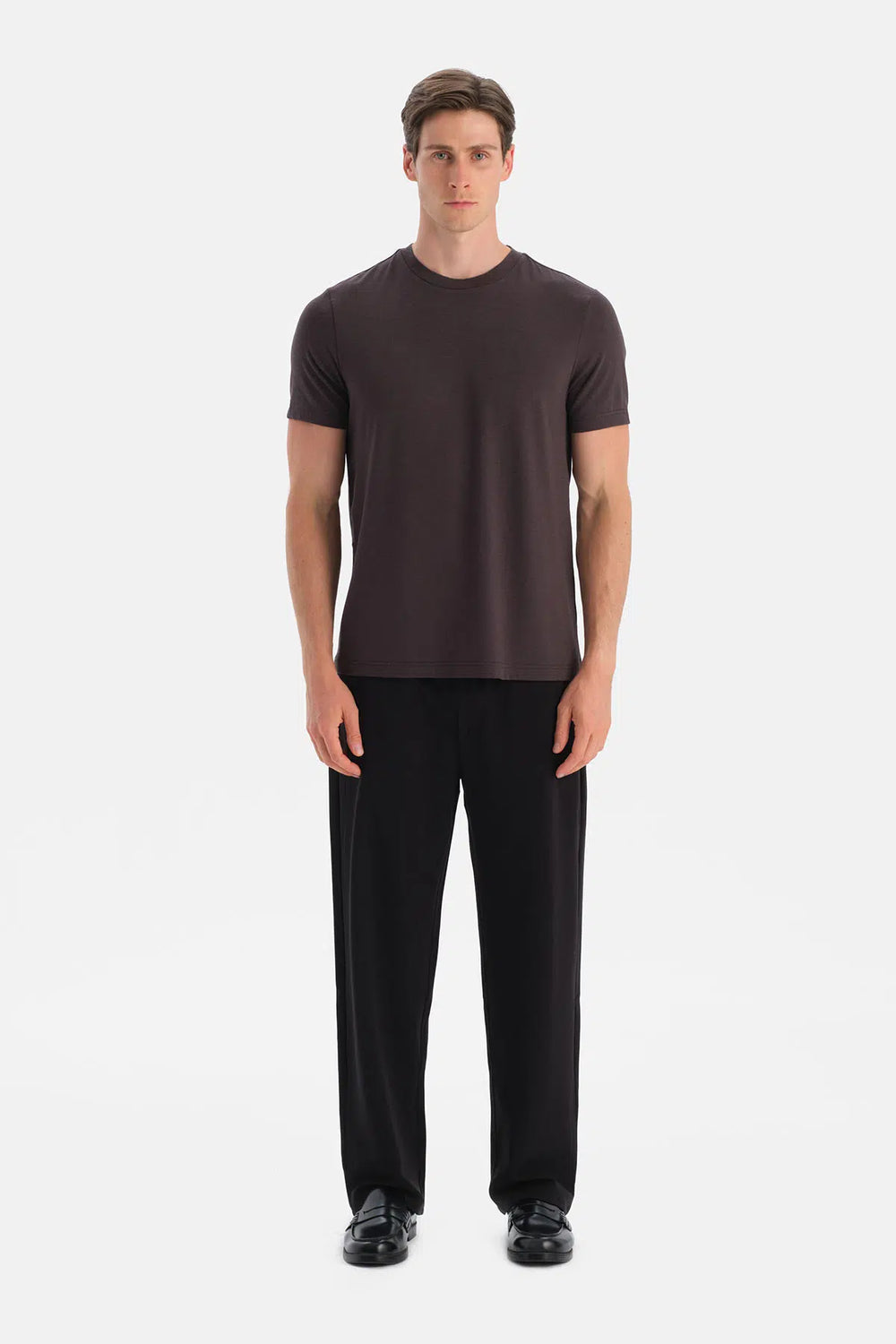 Antrasıt Bis Yaka Soft Touch Tişört Regular