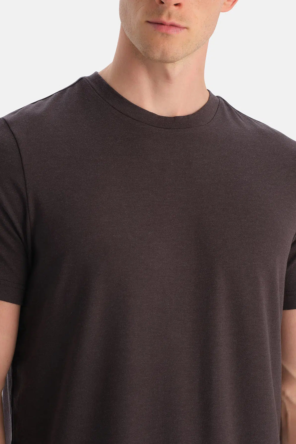 Antrasıt Bis Yaka Soft Touch Tişört Regular