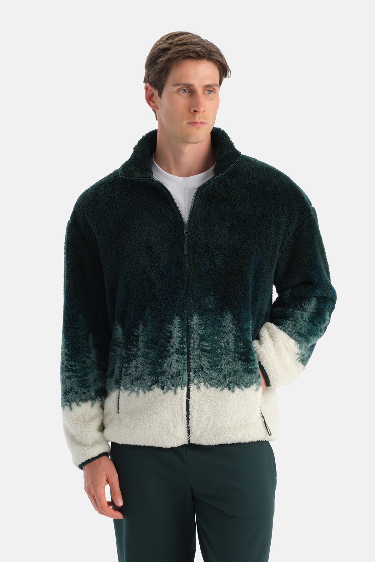 ERKEK ORMAN BASKILI POLAR SWEATSHIRT