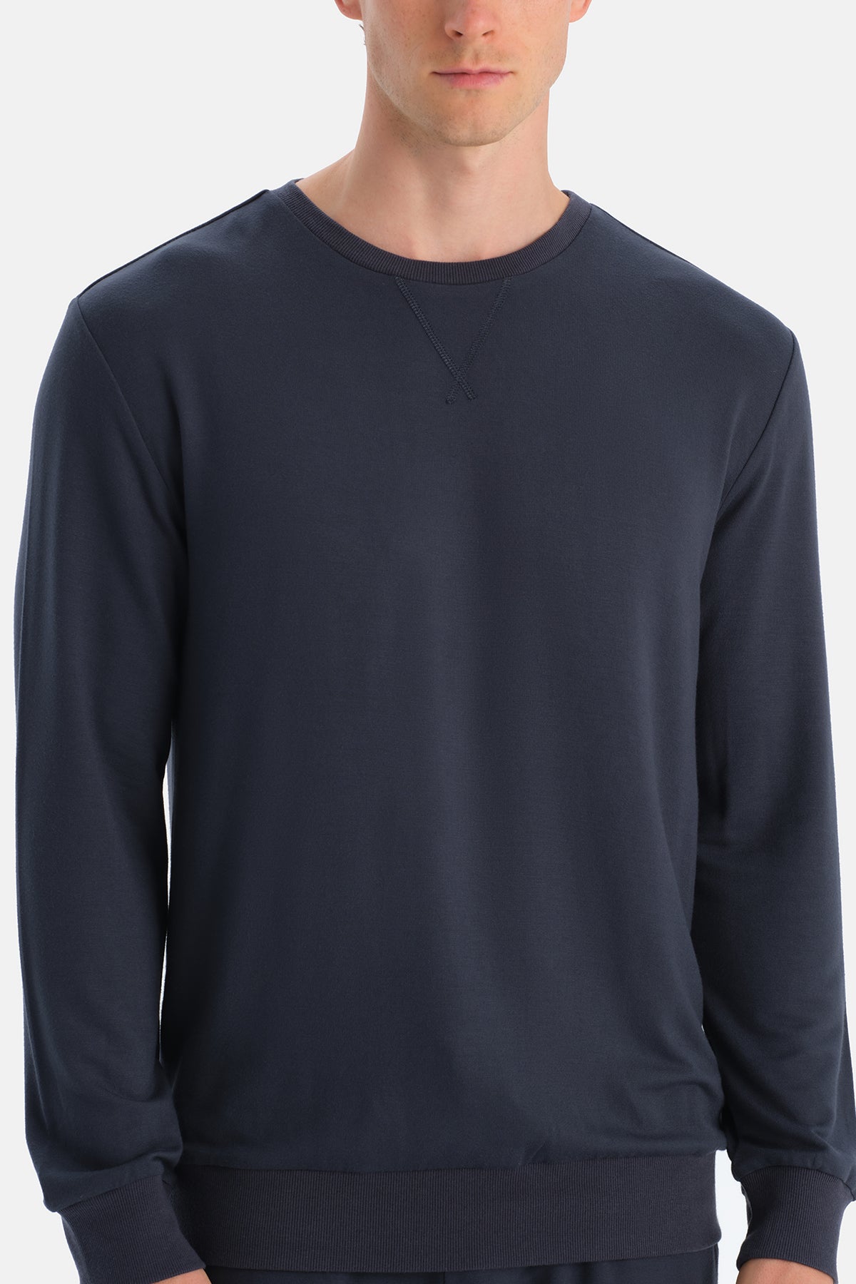 Lacivert DüDetaylı Uzun Kollu Tişört Pantolon Pijama Takımı