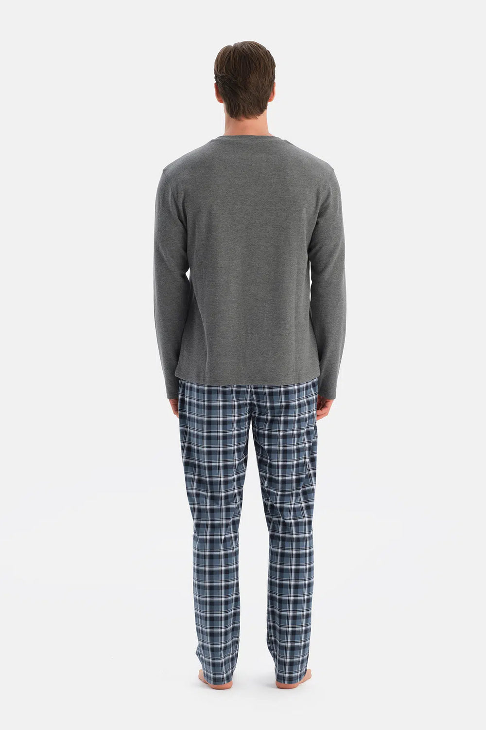 Antrasit Melanj Dikiş Detaylı Waffle Tişört Pantolon Pijama Takımı