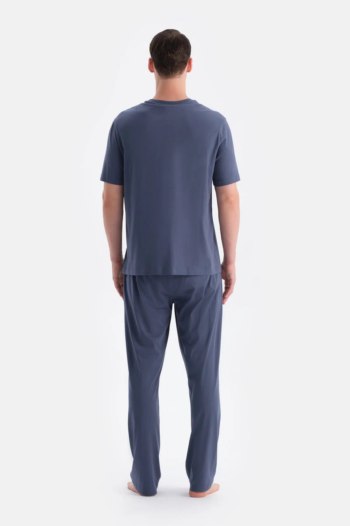 Lacivert Patlı Cep Detaylı Tişört Pantolon Takım