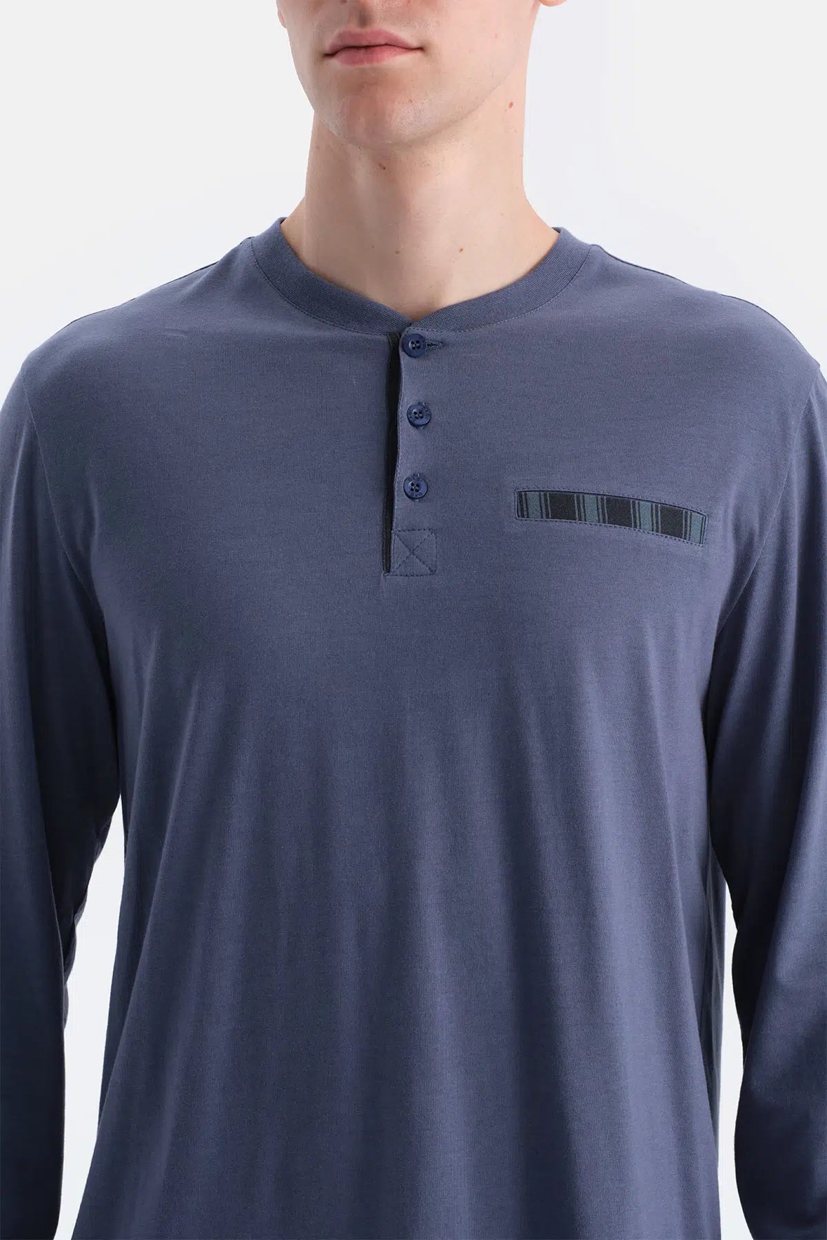 Indigo Patlı Cep Detaylı Tişört Pantolon Takım