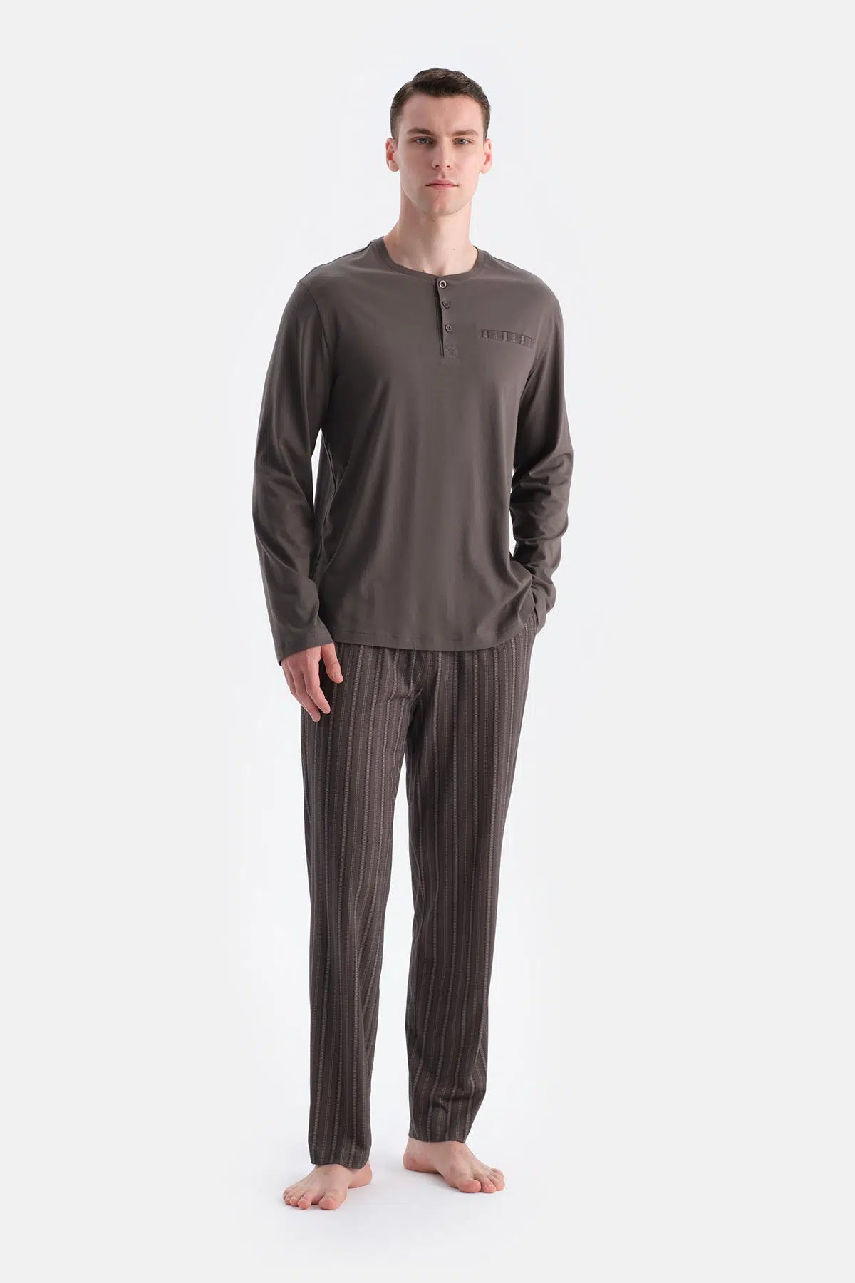 Füme Patlı Cep Detaylı Tişört Pantolon Takım