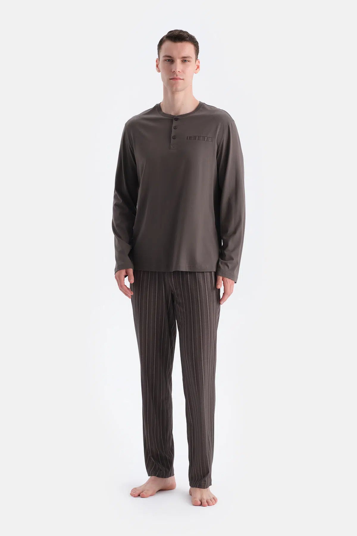 Füme Patlı Cep Detaylı Tişört Pantolon Takım