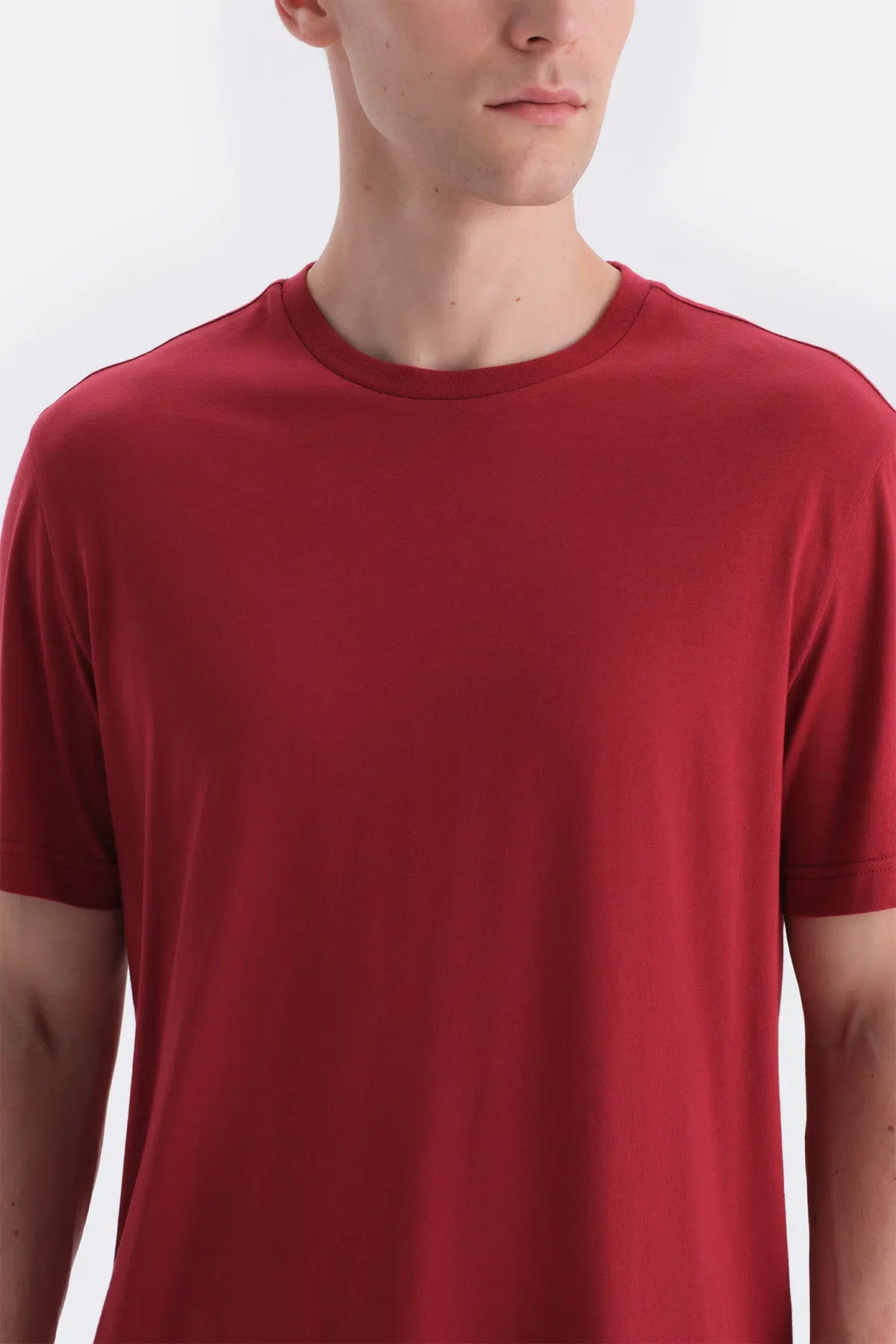 Bordo Kısa Kollu Altı Çizgili Tişört Pantolon Takım