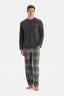 Antrasit Melanj Uzun Kollu Pat ve Cep Detaylı Tişört Pantolon Takım