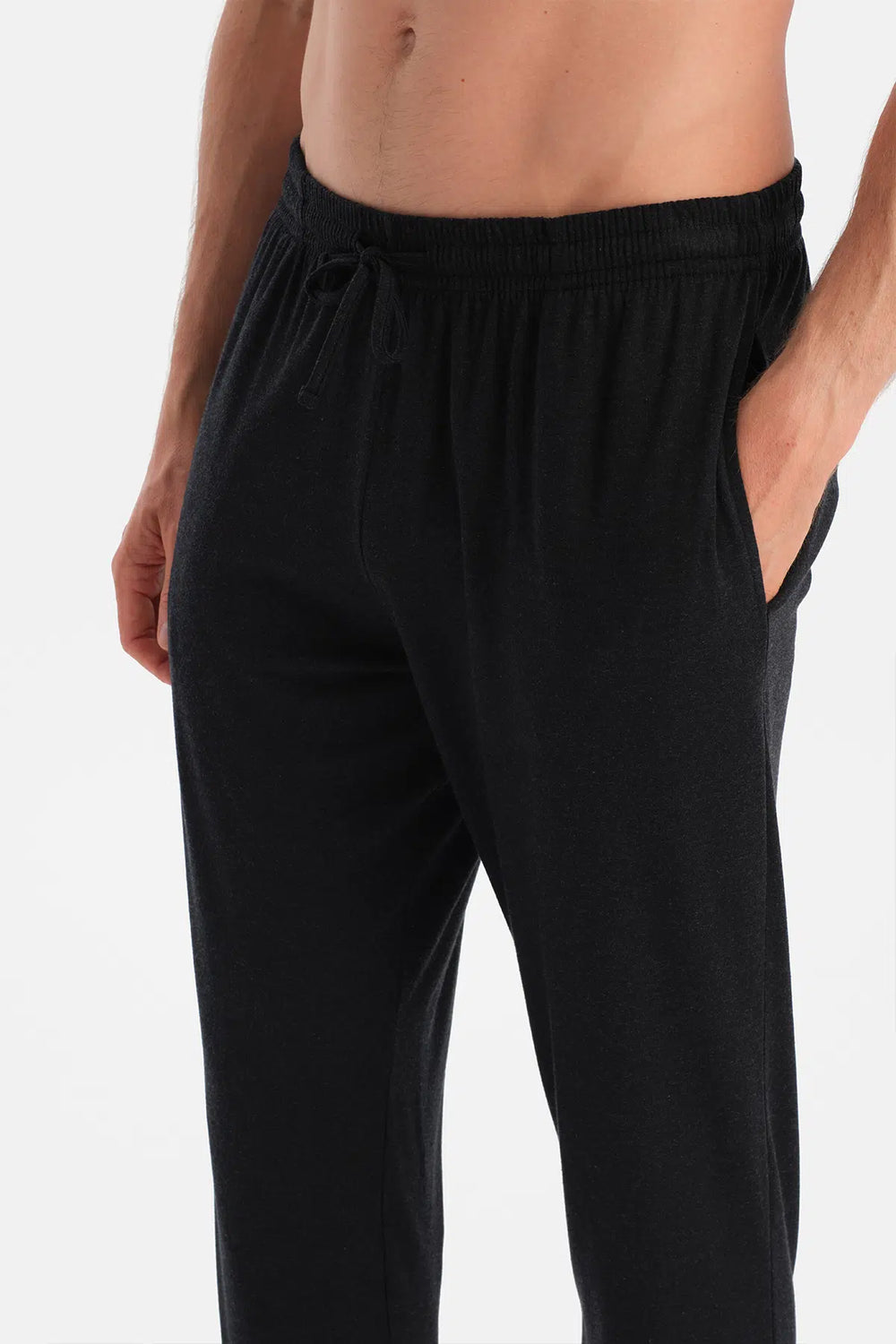 Antrasit Melanj Kol ve Etek Ucu Bantlı Tişört Pantolon Takım