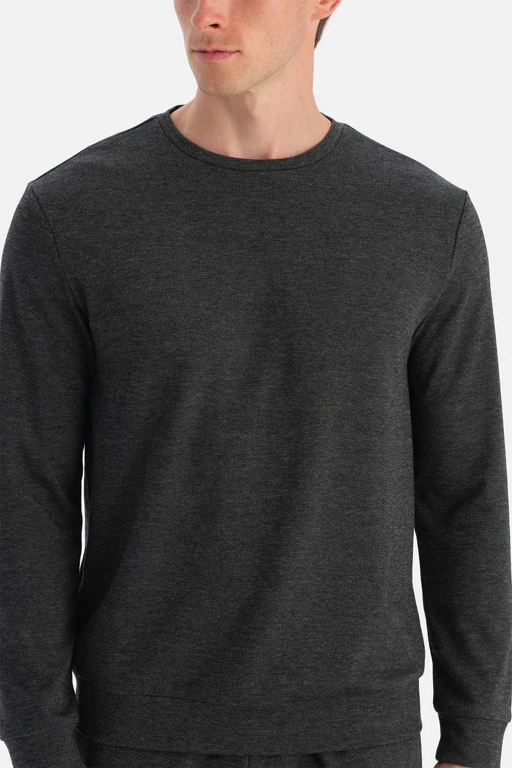 Antrasit Melanj Uzun Kollu Bisiklet Yaka Tişört Pantolon Takım