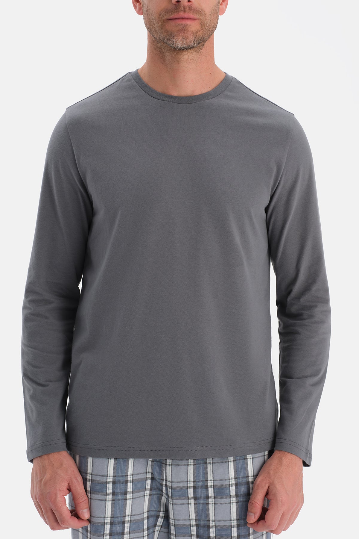 BİSİKLET YAKA UZUN KOLLU PİJAMA TAKIM