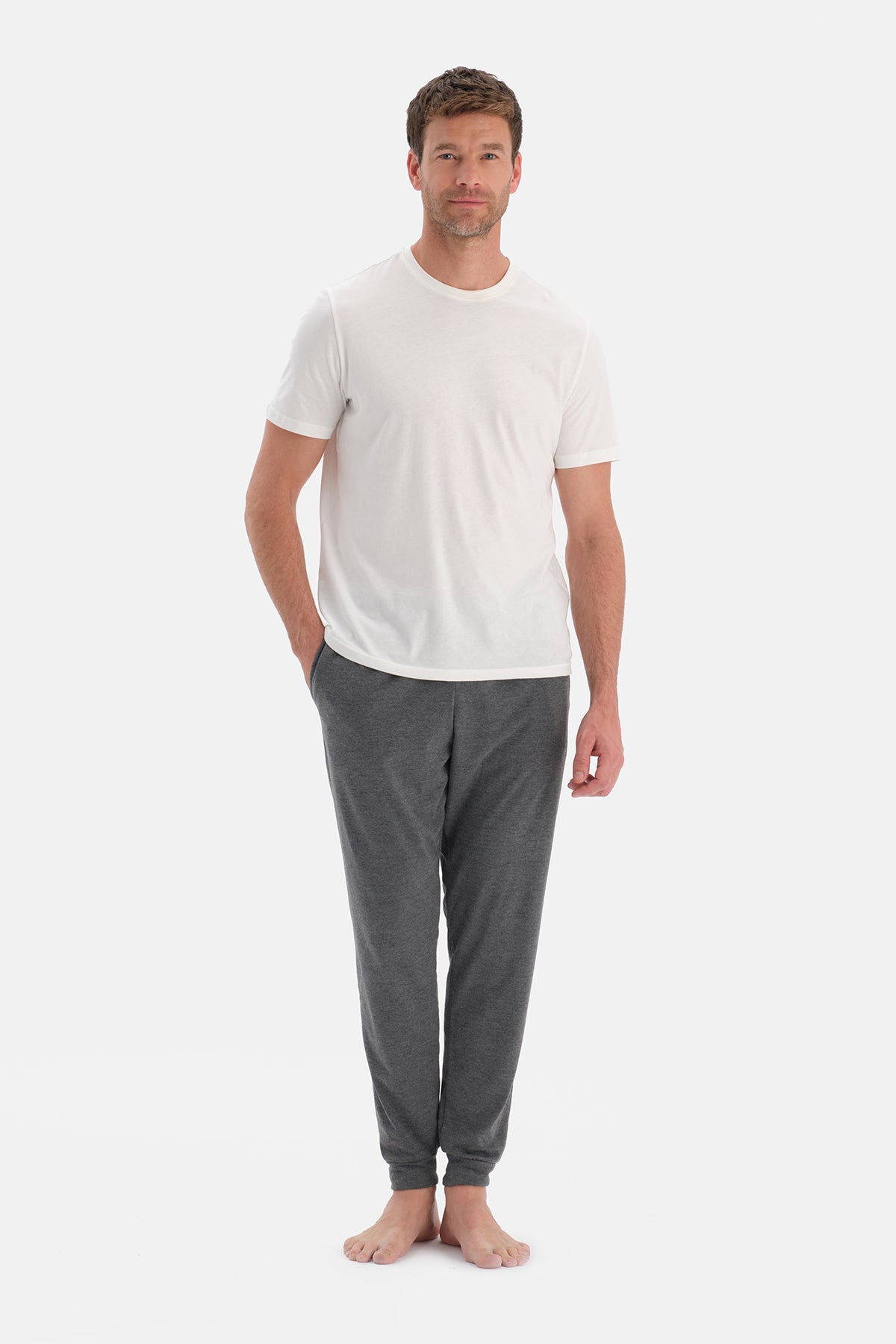 Siyah-Antrasit Melanj Jogger Paça İkili Örme Pantolon