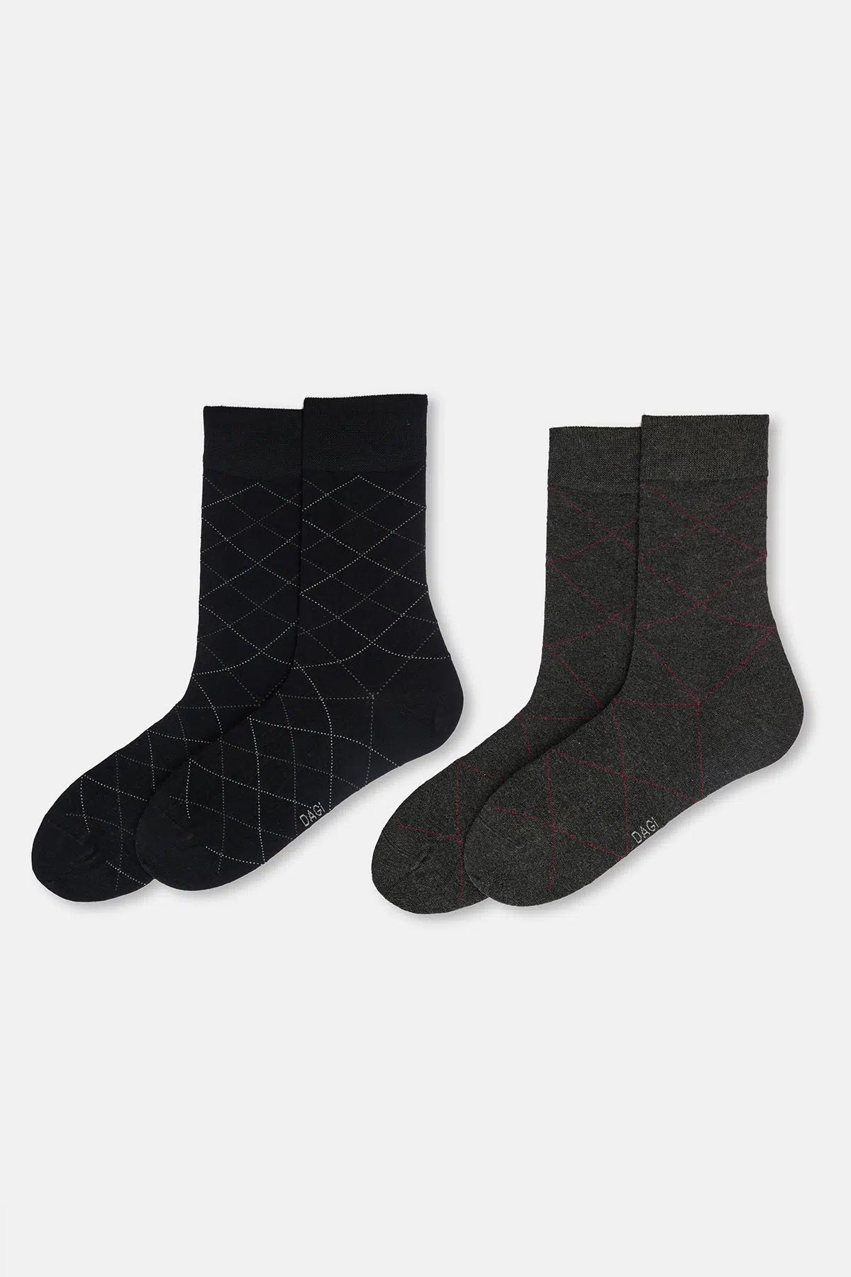 ERKEK 2'Lİ BAKLAVA DESEN BAMBU ÇORAP