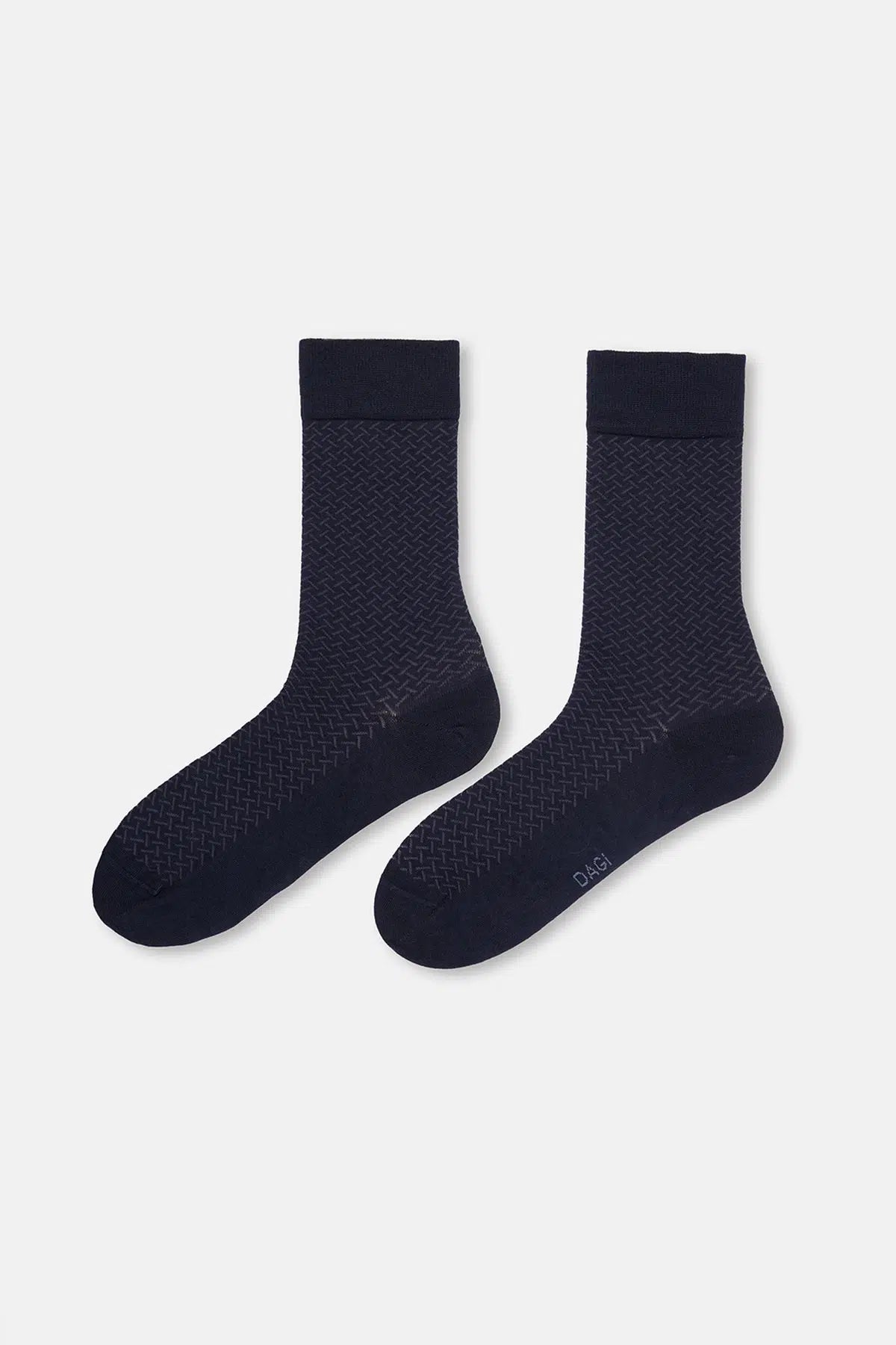 Lacivert Erkek Kare Desenli Bambu Çorap