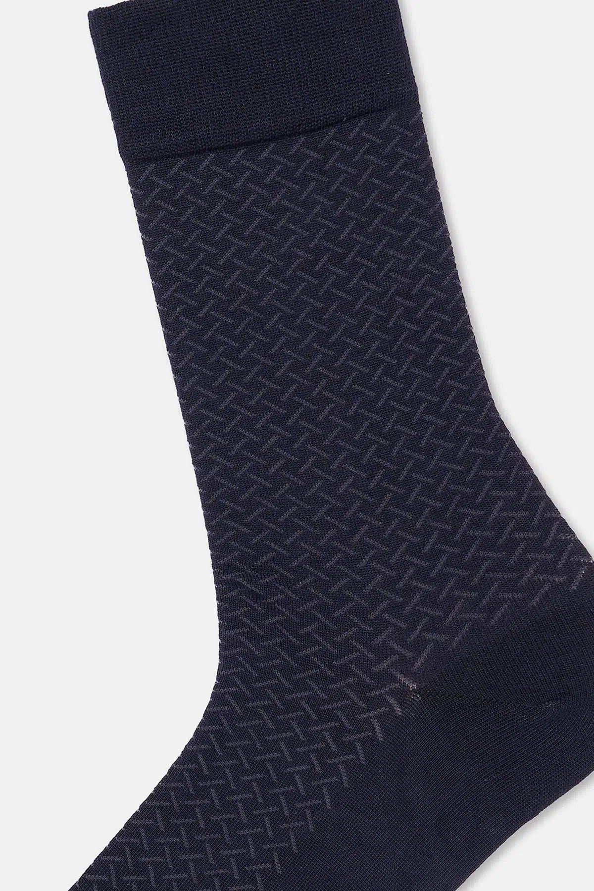 Lacivert Erkek Kare Desenli Bambu Çorap