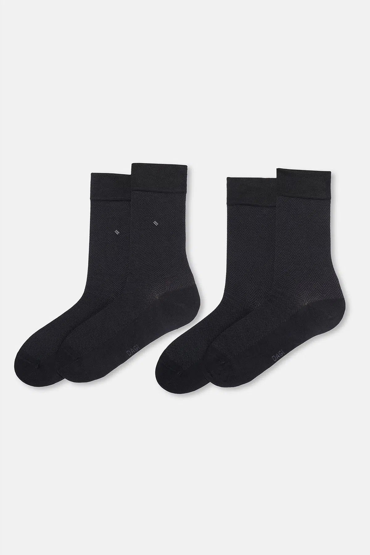 Siyah Erkek 2'li Üçgen Desenli Bambu Çorap