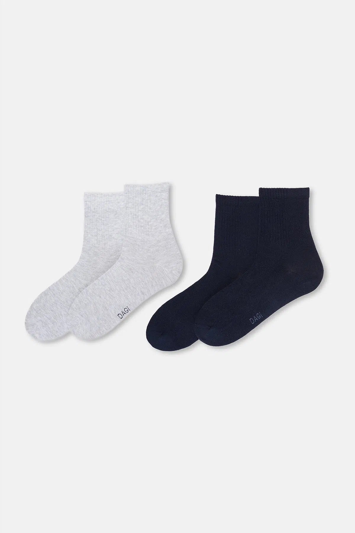 Gri Melanj-Lacivert Erkek 2'li Spor Çorap