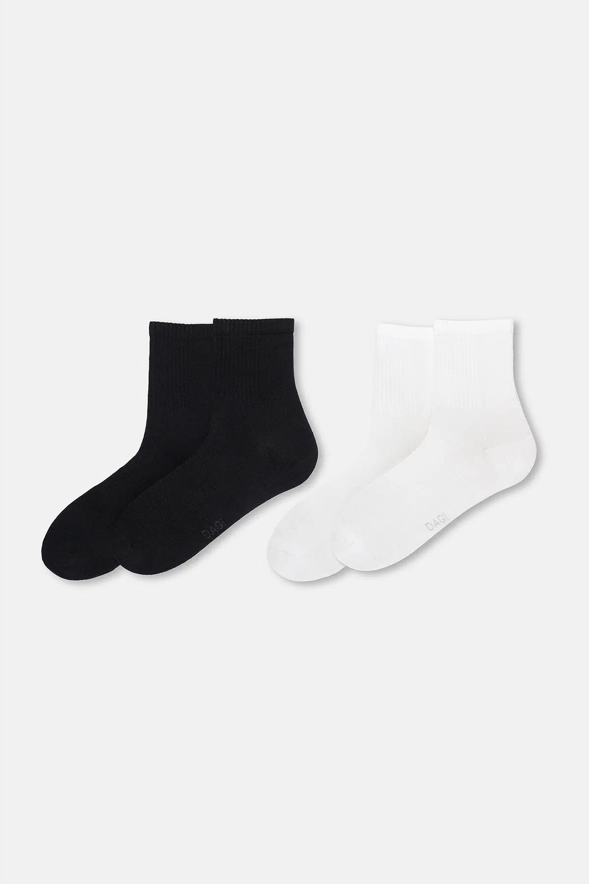 Beyaz-Siyah Erkek 2'li Spor Çorap