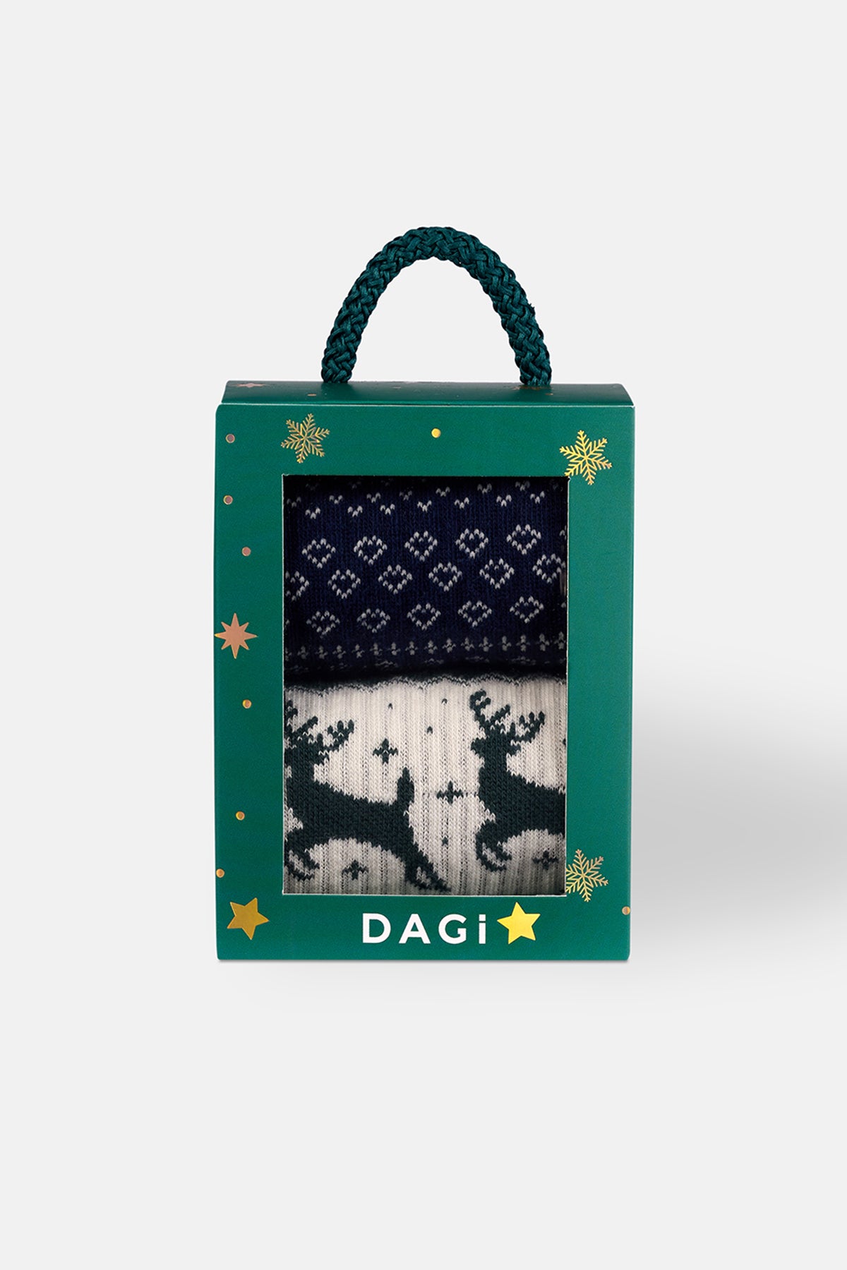 ERKEK 2'Lİ GEYİK DESENLİ YILBAŞI ÇORAP