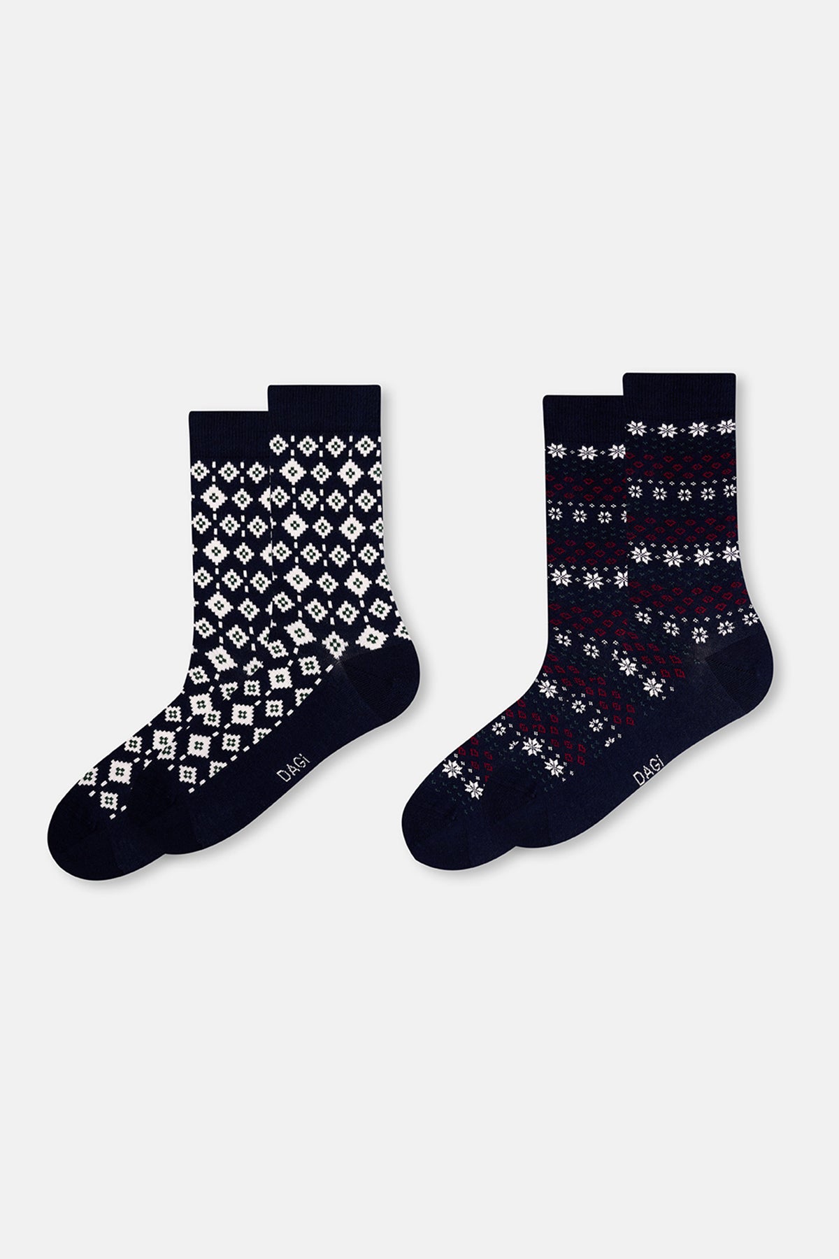 ERKEK 2'Lİ KAR DESENLİ YILBAŞI ÇORAP