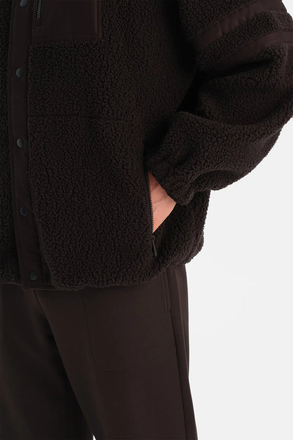 Kahverengi Erkek Önden Fermuarlı Polar Mont