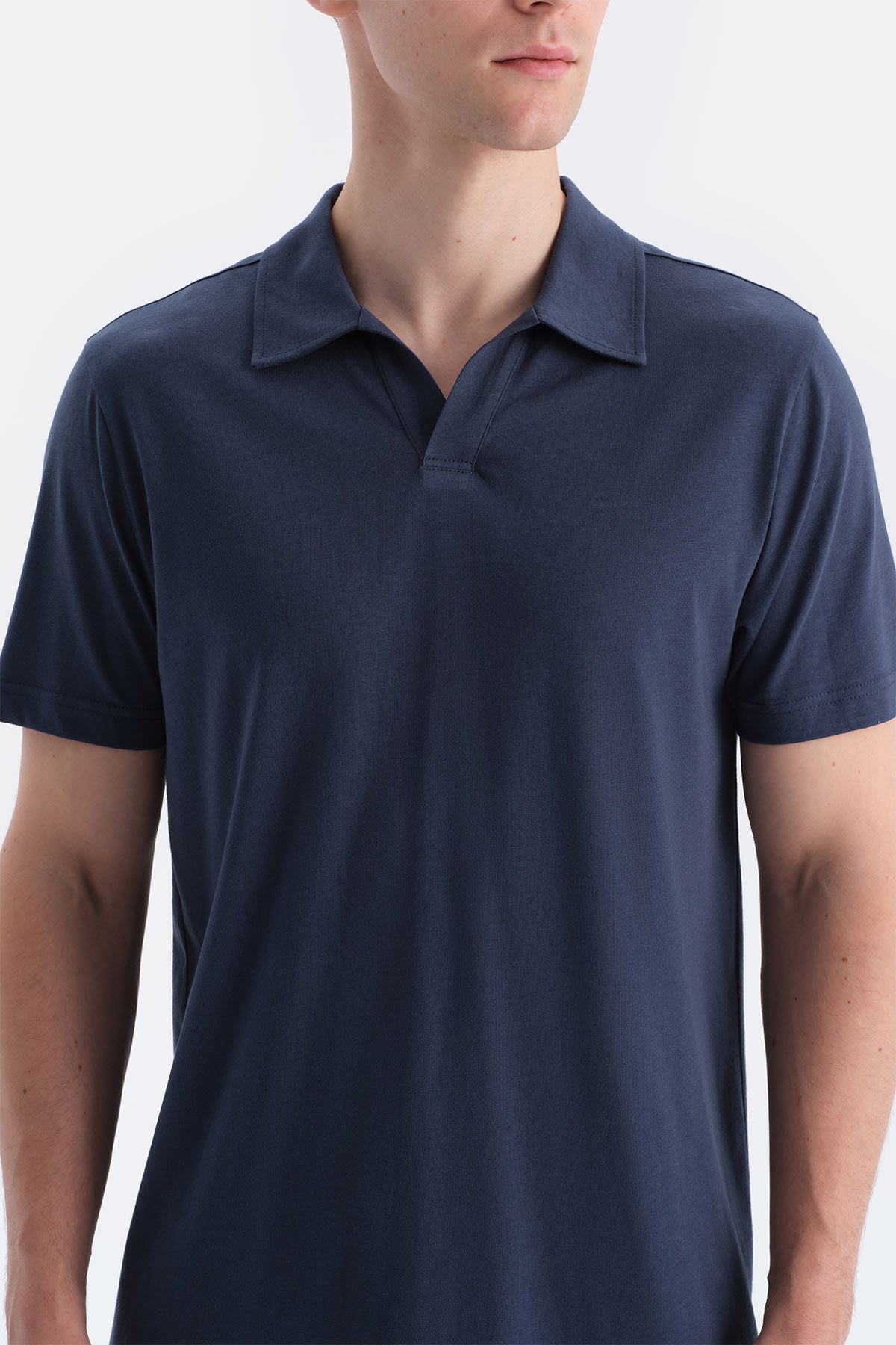 Lacivert Polo Yaka Altı Desenli Tişört Şort Takım