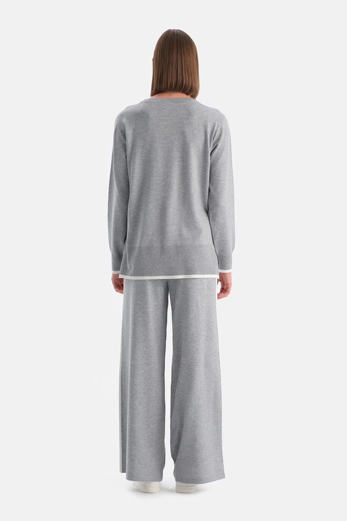 Gri Melanj Travel Biye Detaylı Sweathsirt