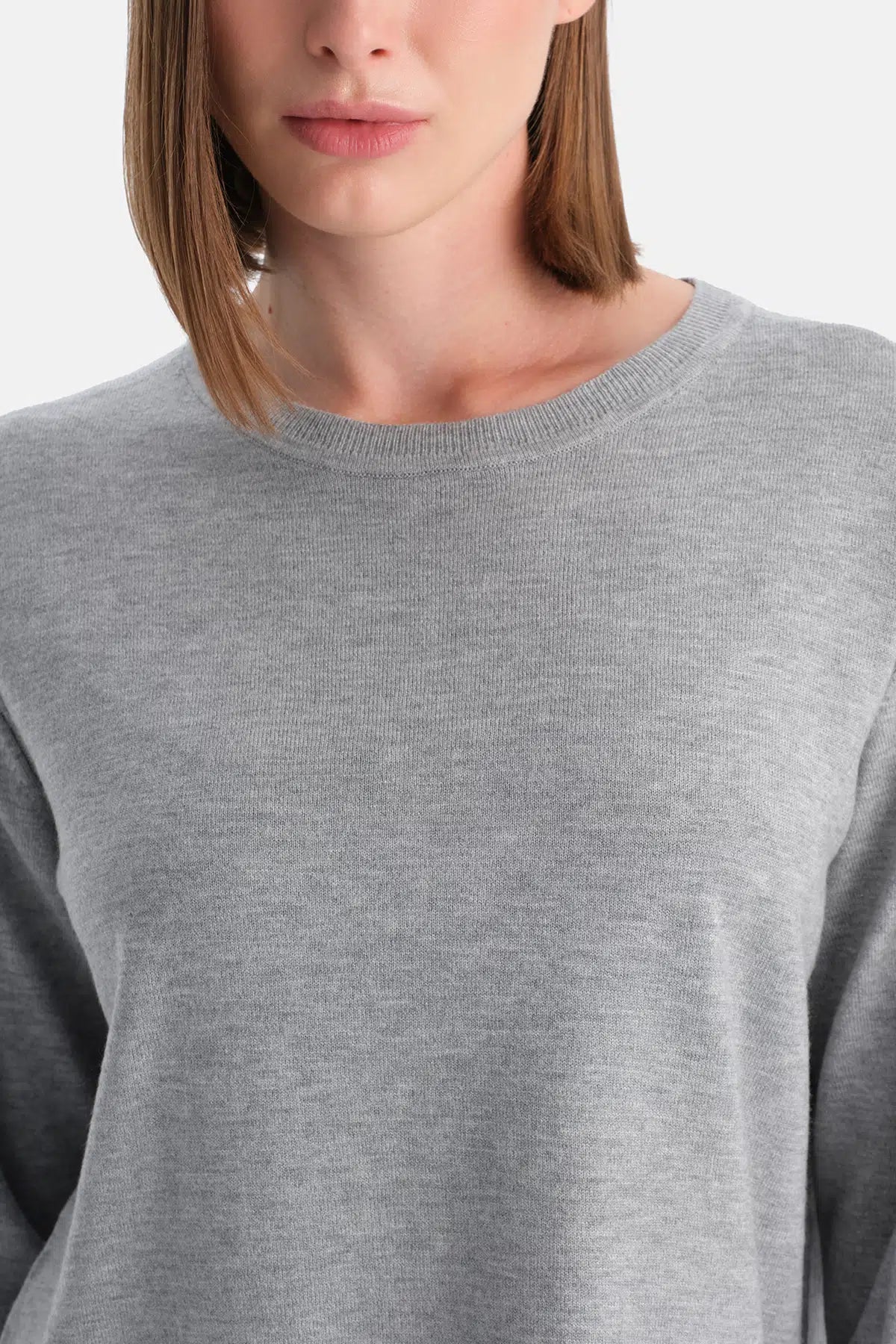 Gri Melanj Travel Biye Detaylı Sweathsirt