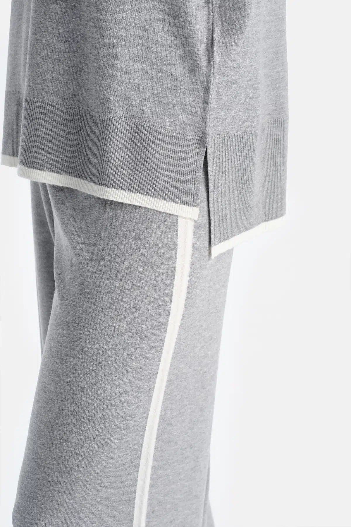 Gri Melanj Travel Biye Detaylı Sweathsirt