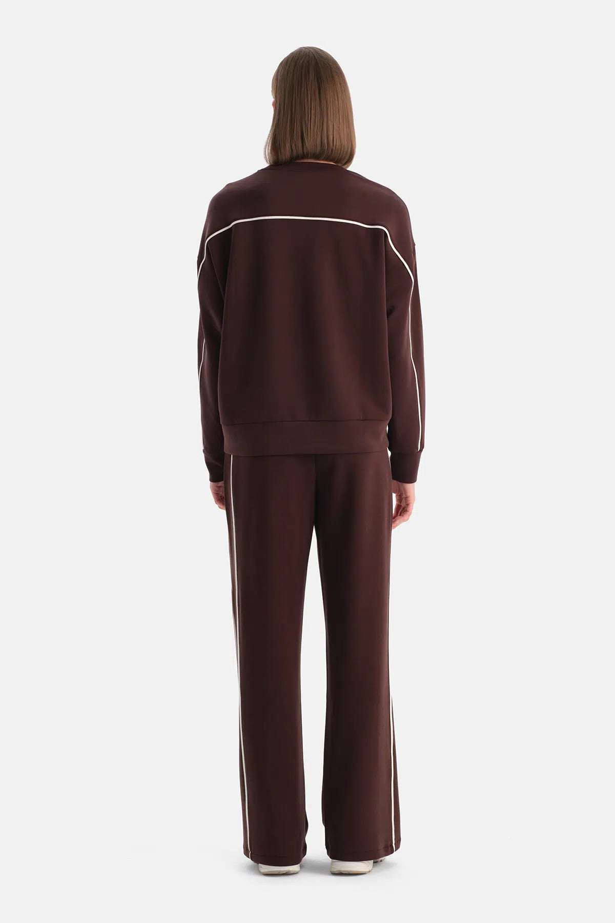 Kahverengi Kadın Modal Biye Detaylı Sweatshırt