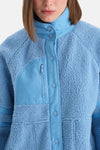 Açık Mavi Kadın Ön Cepli Çıtçıtlı Mont