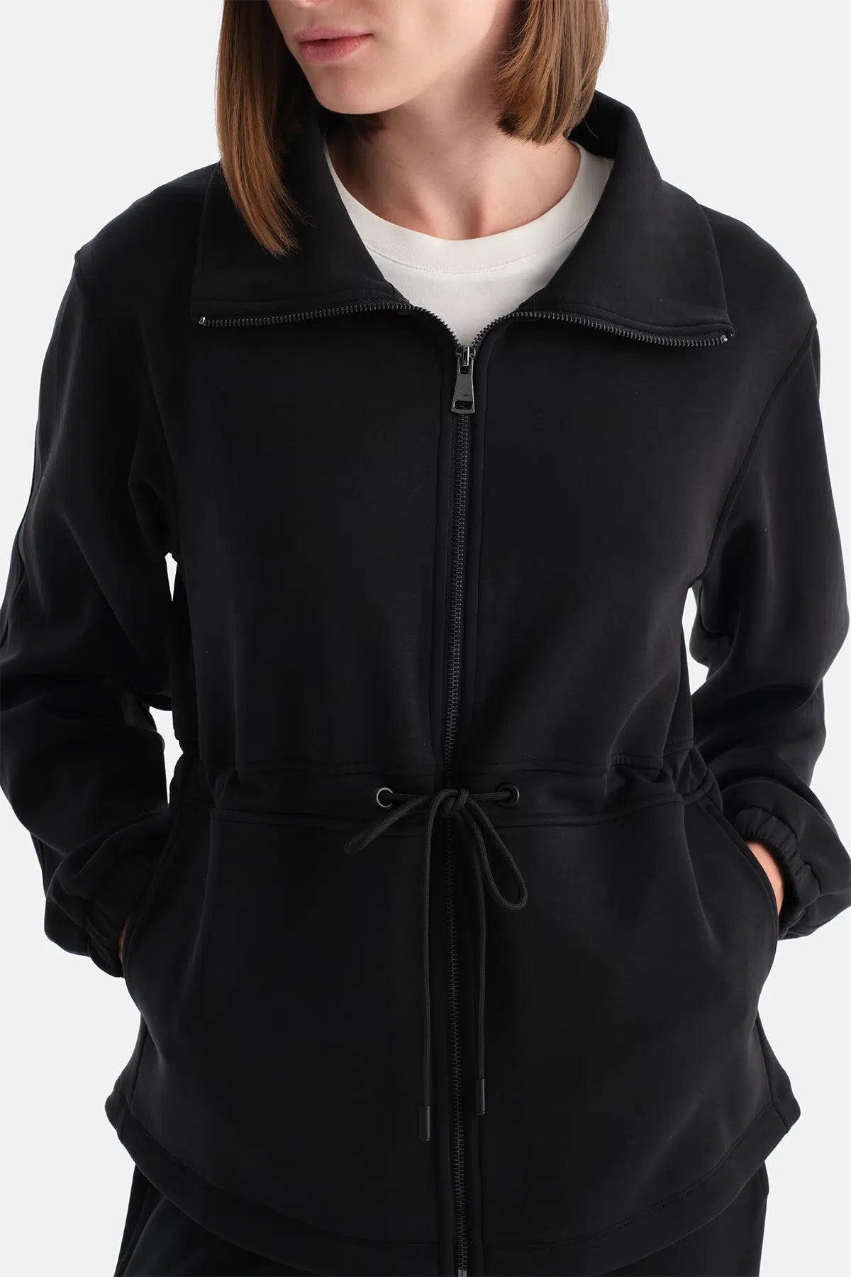 KADIN BEL BÜZGÜLÜ UZUN MODAL SWEATSHIRT