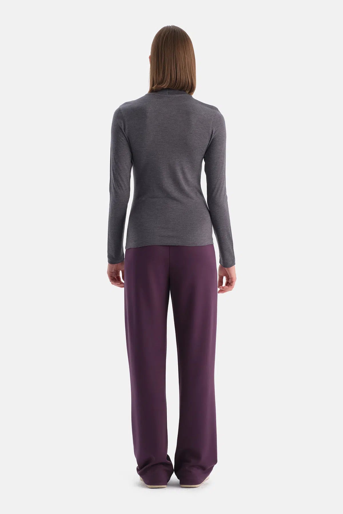 Antrasit Melanj Travel Balıkçı Yaka Uzun Kollu Bluz