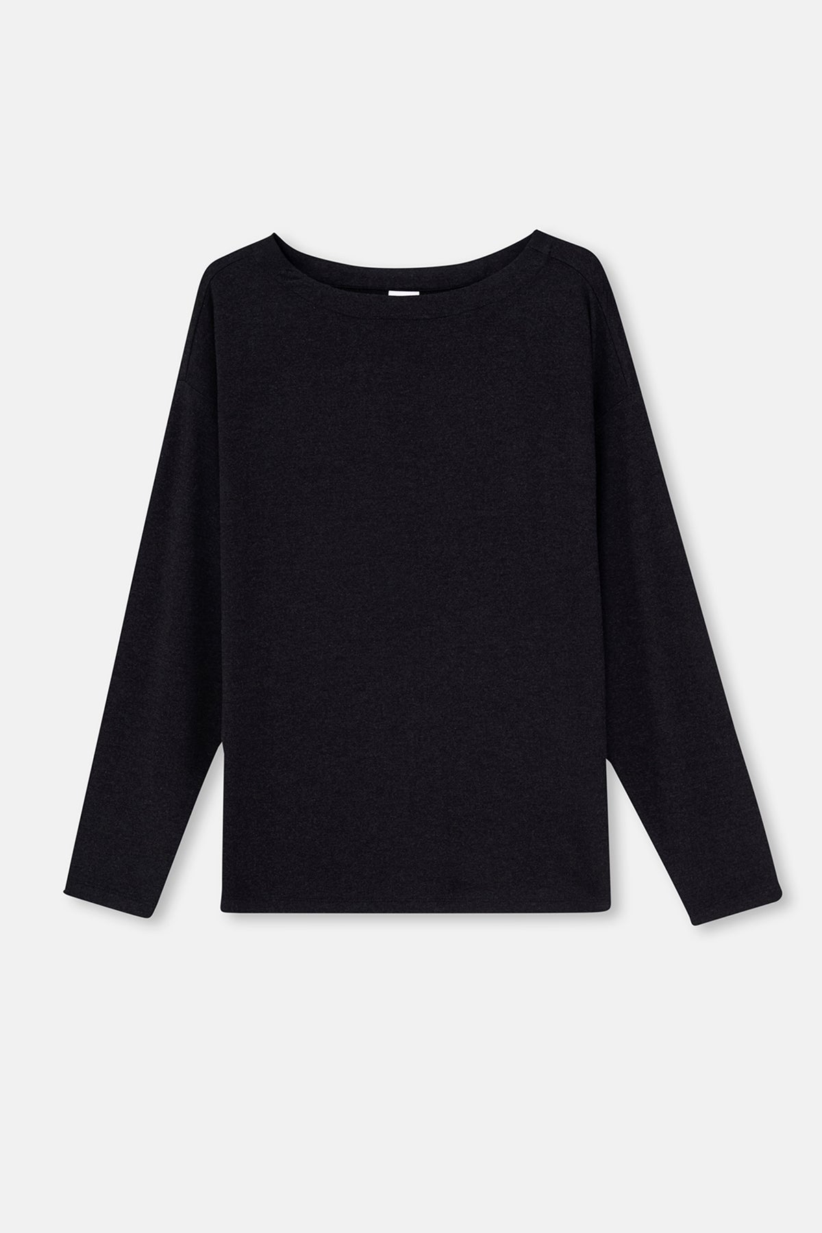 Antrasıt Hafif Kayık Yaka Soft Touch Uzun Kollu Tişört