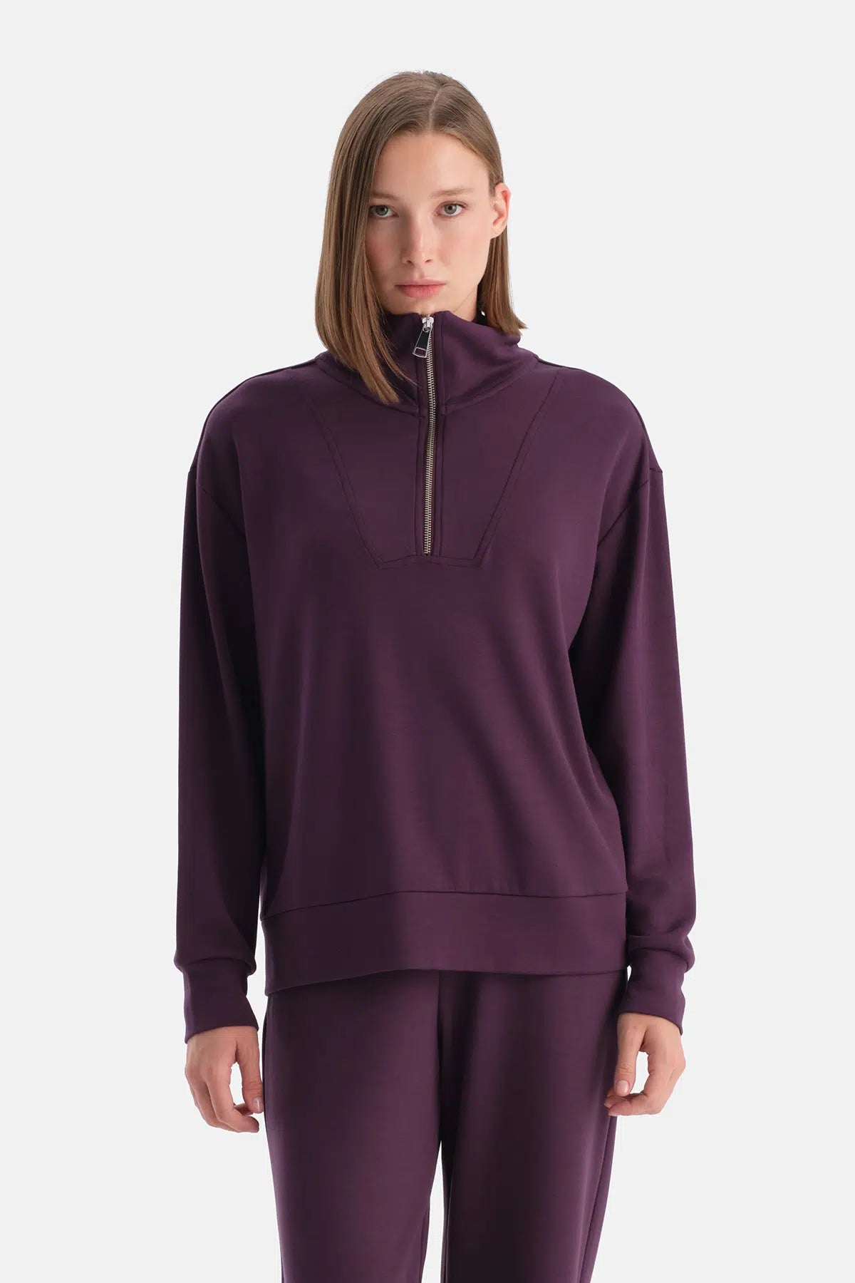 Mürdüm Travel Yarım Fermuarlı Sweathsirt