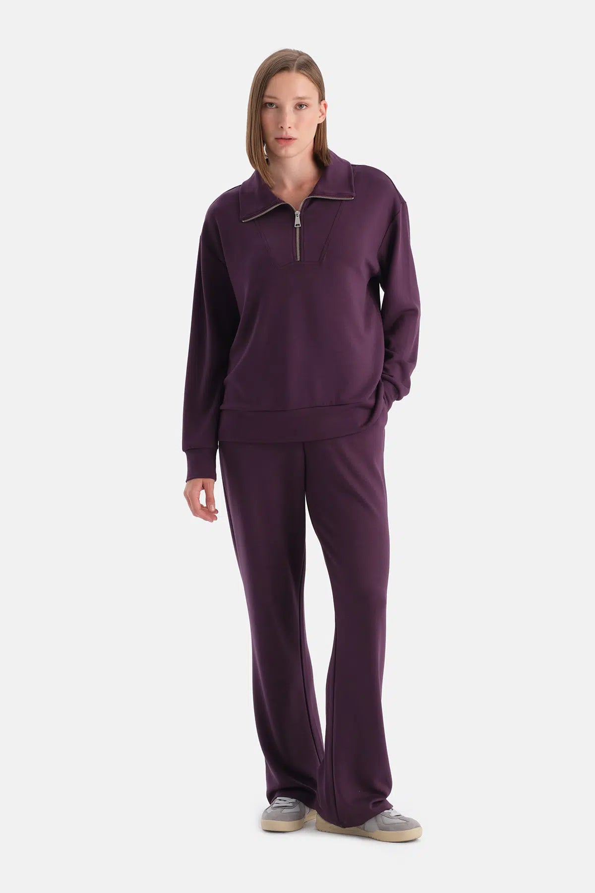 Mürdüm Travel Yarım Fermuarlı Sweathsirt