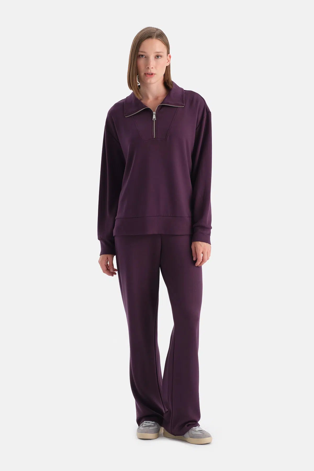 Mürdüm Travel Yarım Fermuarlı Sweathsirt