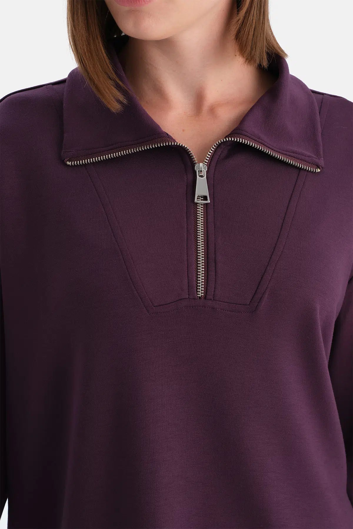 Mürdüm Travel Yarım Fermuarlı Sweathsirt