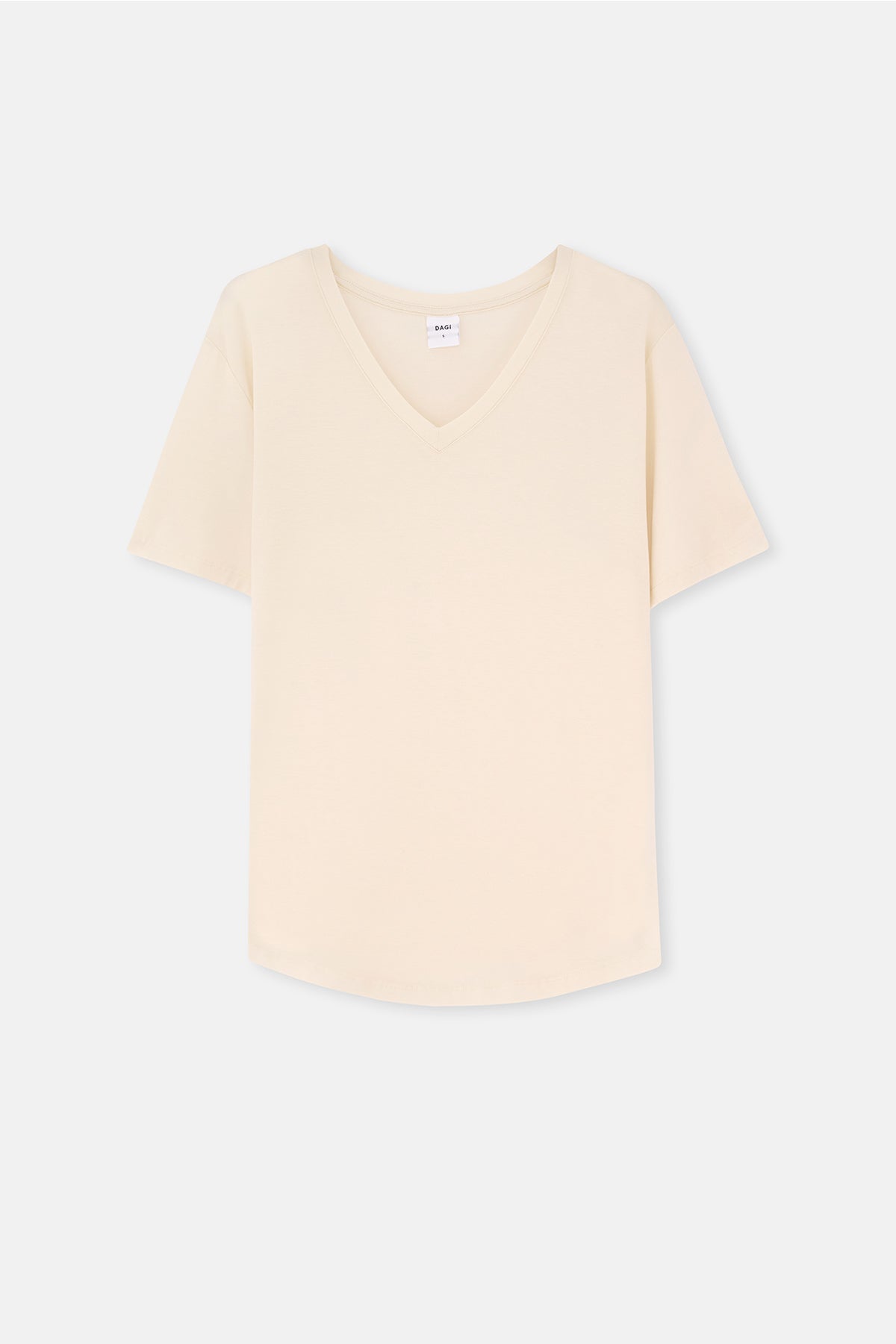Ekru Kadın V Yaka Tişört