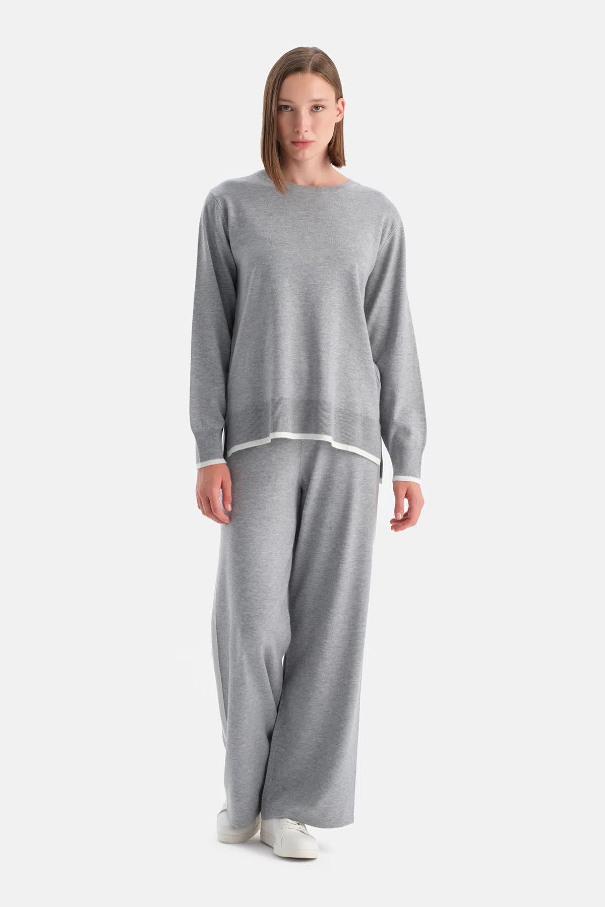 Gri Melanj Travel Biye Detaylı Pantolon