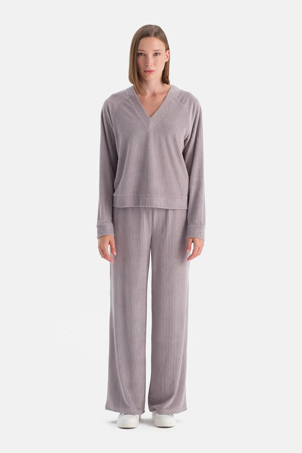 Açık Lila Kadife Pantolon