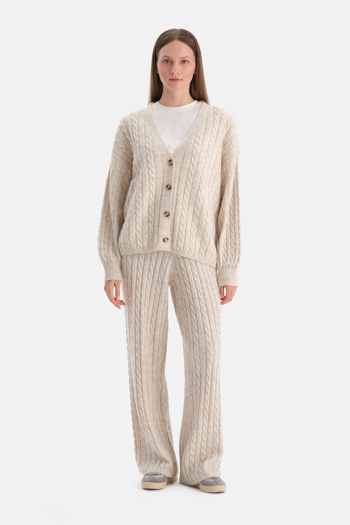 ÖRGÜ DESENLİ TRİKO PANTOLON