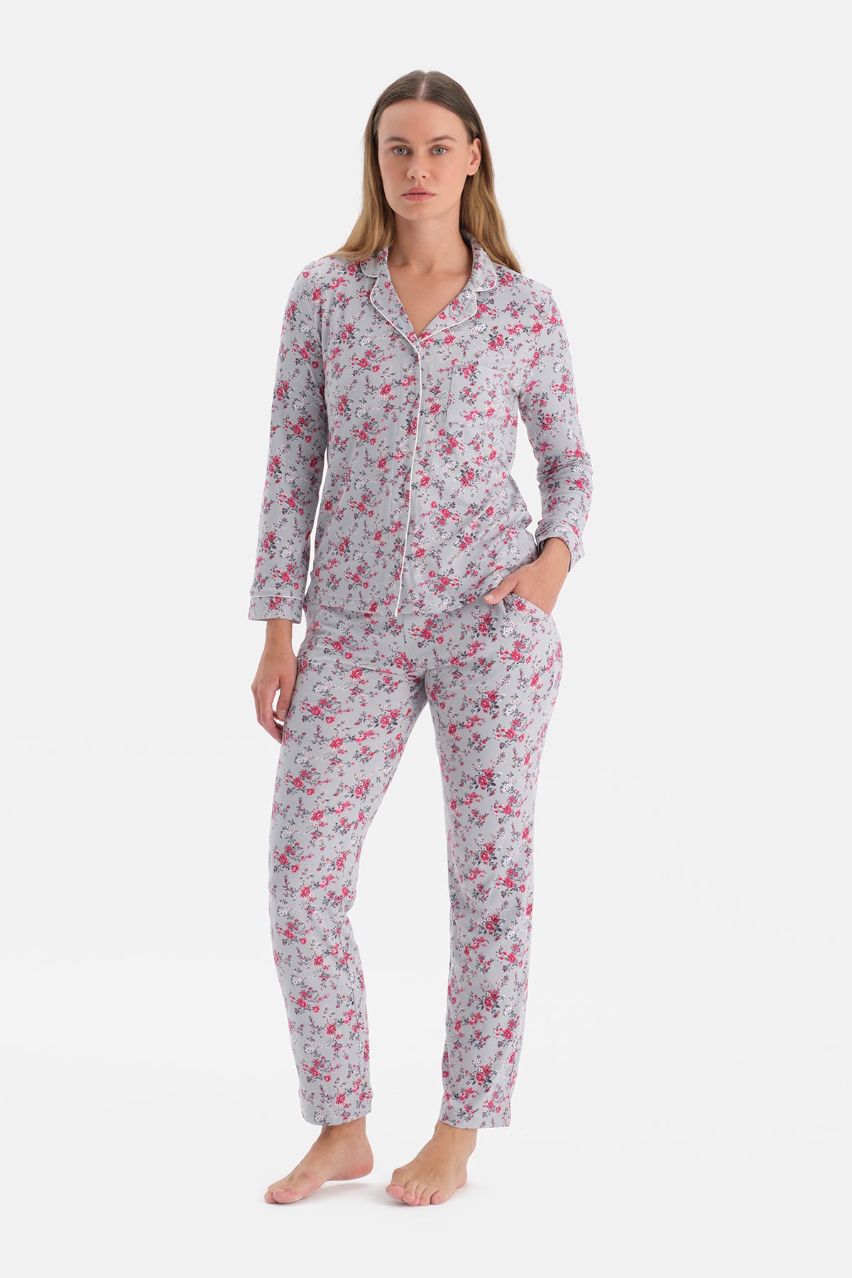 ÇİÇEKLİ TERMAL PİJAMA TAKIMI