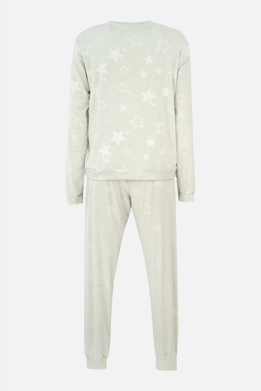 Su Yeşili Gofre Yıldız Baskılı Tişört Pantalon Pijama Takımı