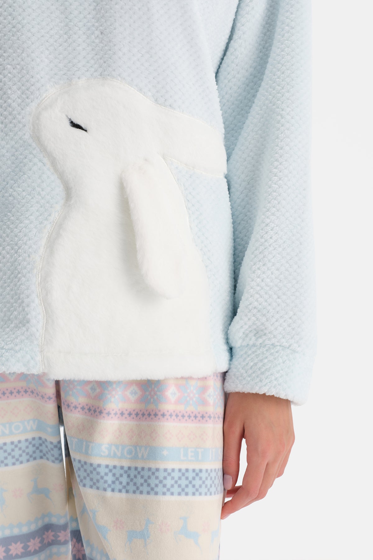 Açık Mavi Tavşanlı Baskılı Tişört Pantolon Pijama Takımı