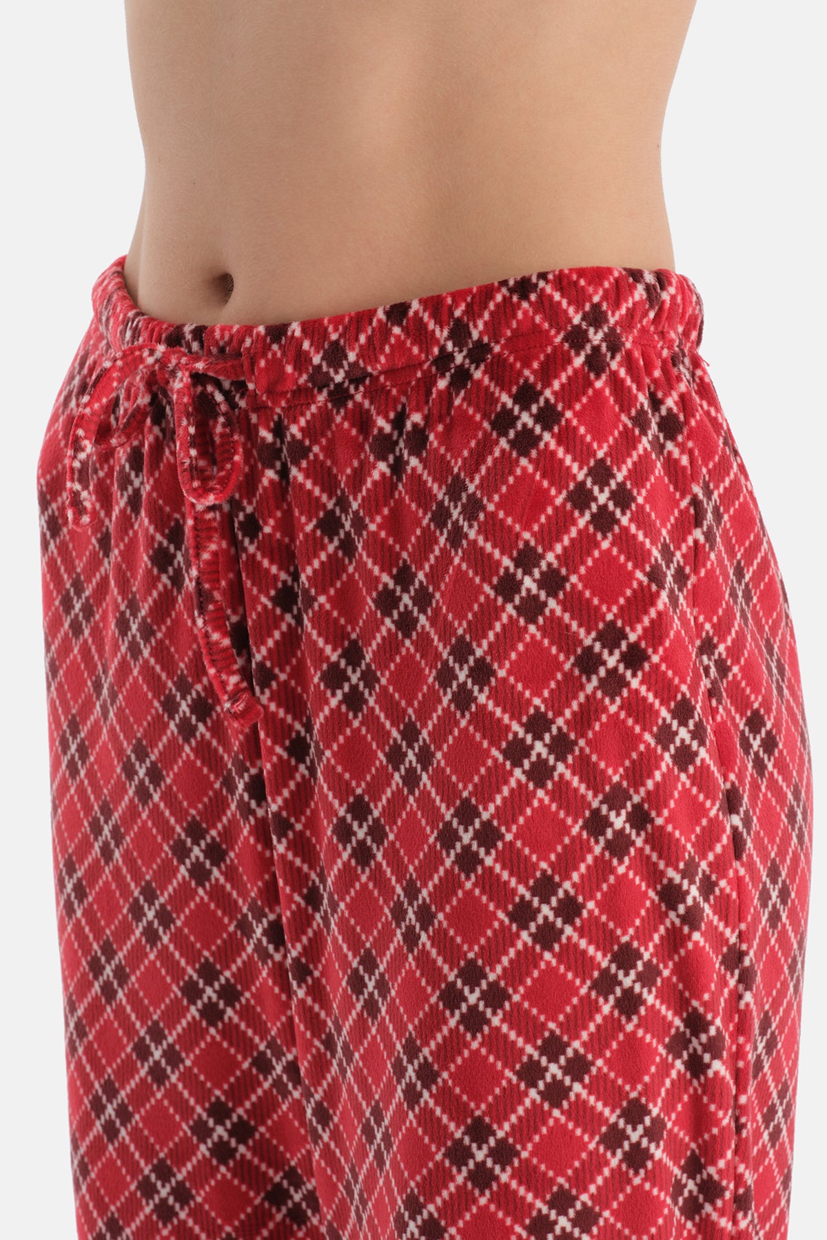 Sütlü Kahve Nakışlı Polar Tişört Pantolon Pijama Takımı