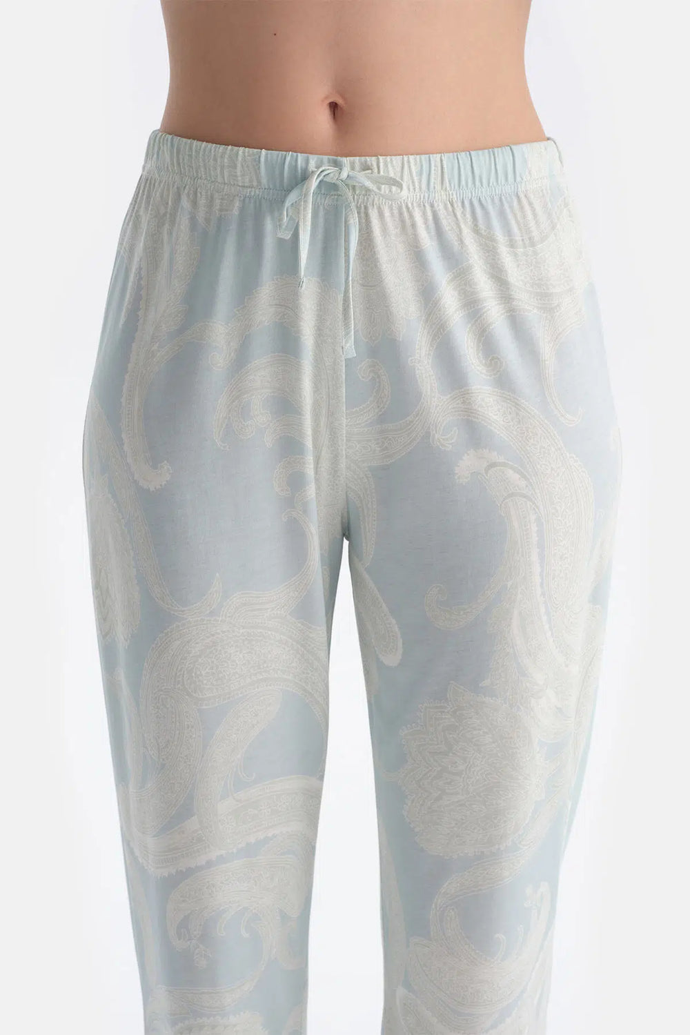 Su Yeşili Şal Desenli Gömlek Pantolon Takım