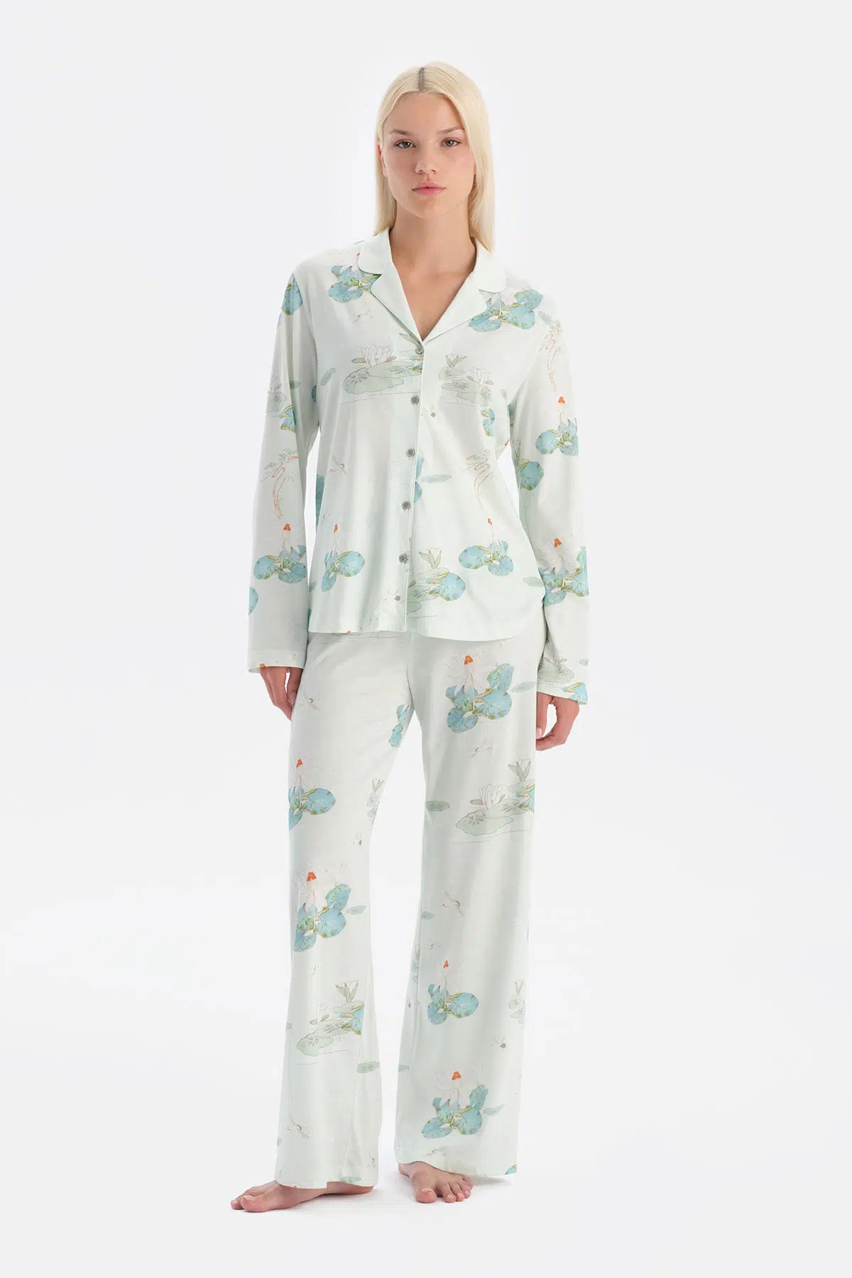 ÇİÇEK DESENLİ GÖMLEK PANTOLON TAKIM