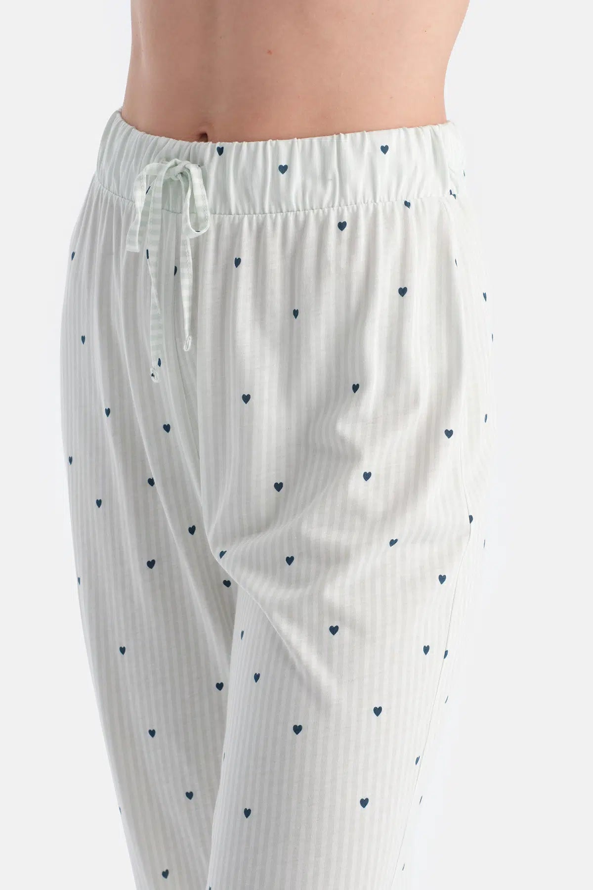 Su Yeşili Kalpli Gömlek Pantolon Takım