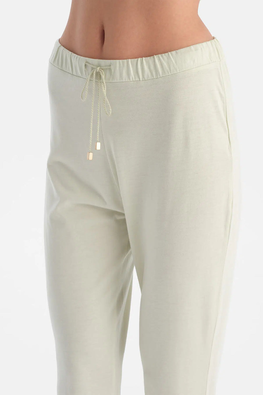 Açık Yeşil Kayık Yaka Penye Modal Tişört Pantolon Takım